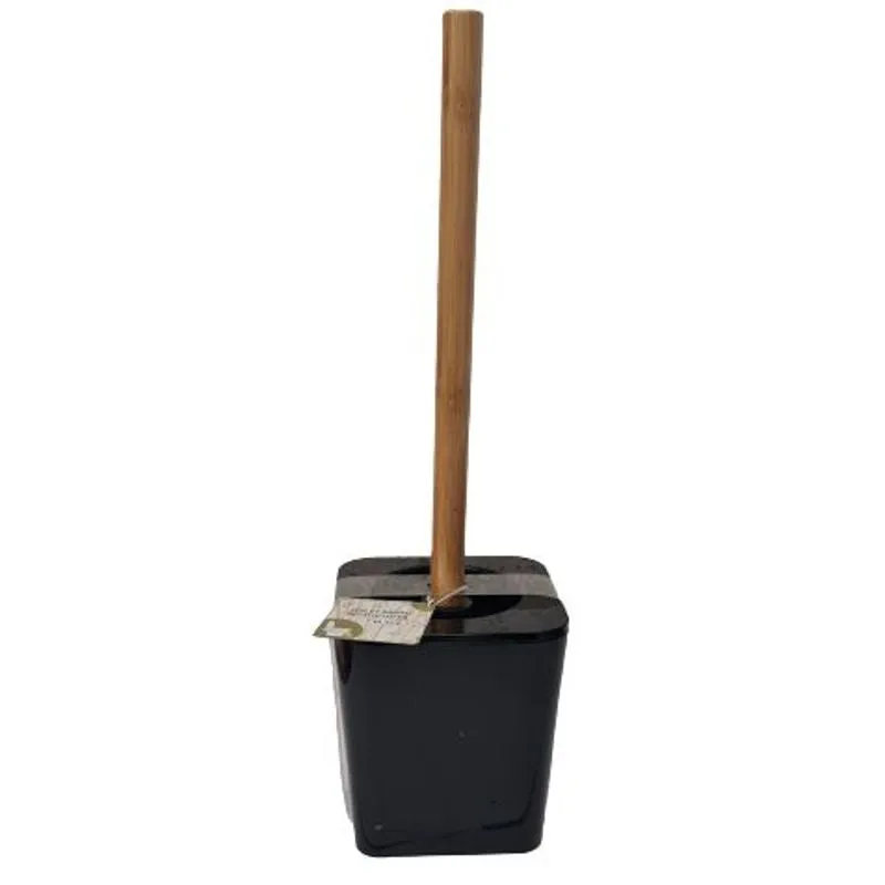 Toilet Brush Set with Bamboo Handle Black