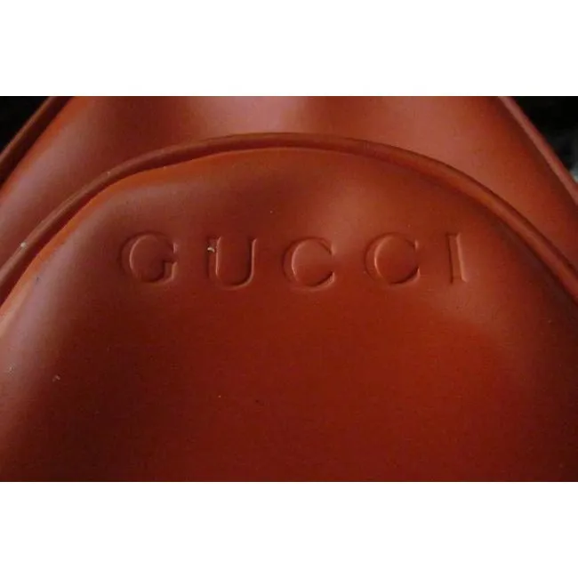 Tom Ford era, Gucci, petite, bright orange patent leather and smooth leather, triangular, messenger bag or backpack with a dual zip closure