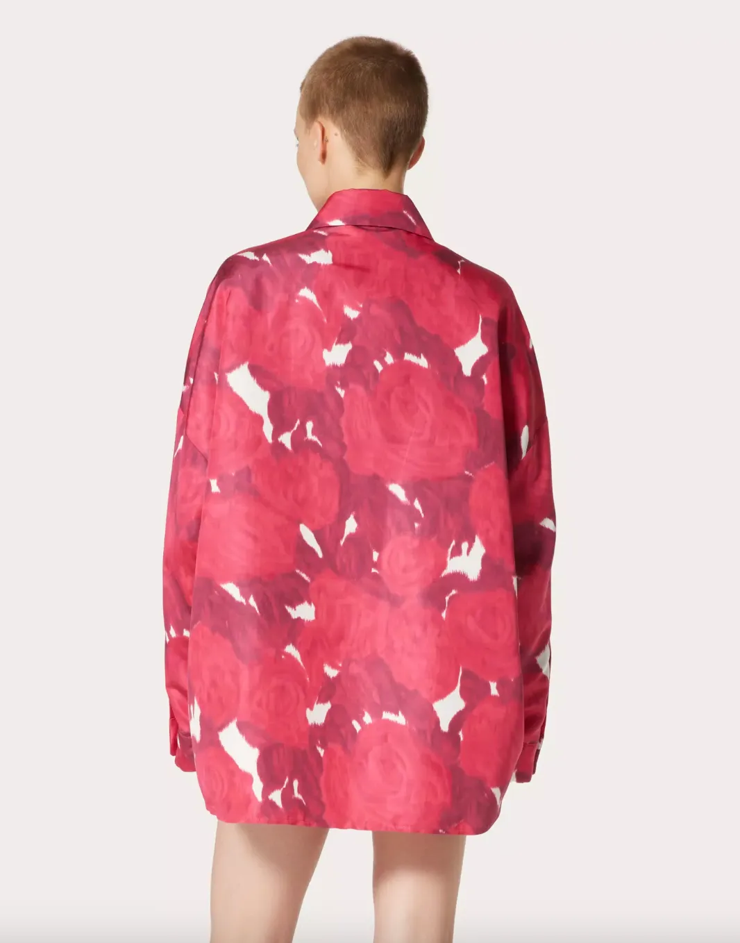 Valentino Rose Moiré Faille Pea Coat - Current Season